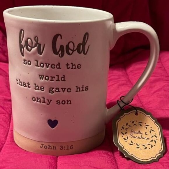 BRAND NEW ~ NWT ABSOLUTELY BEAUTIFUL ~ JOHN 3:16 BIBLE VERSE DESIGN MUG / CUP - Picture 1 of 12